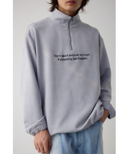 AZUL by moussy(アズールバイマウジー)の「フェイクスウェードハーフジッププルオーバー(スウェット・レディース・グレー/ブラック/ホワイト・MEDIUM/LARGE)」の3枚目の写真