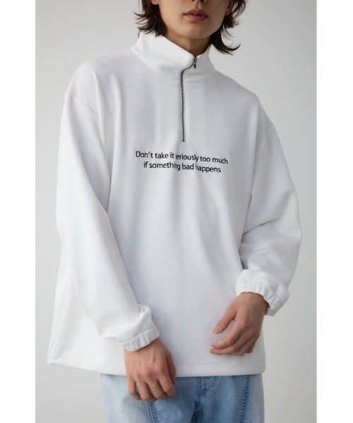AZUL by moussy(アズールバイマウジー)の「フェイクスウェードハーフジッププルオーバー(スウェット・レディース・グレー/ブラック/ホワイト・MEDIUM/LARGE)」の1枚目の写真