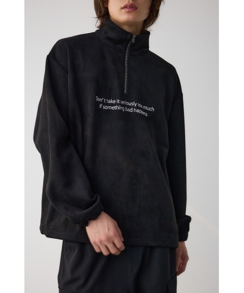 AZUL by moussy(アズールバイマウジー)の「フェイクスウェードハーフジッププルオーバー(スウェット・レディース・グレー/ブラック/ホワイト・MEDIUM/LARGE)」の2枚目の写真