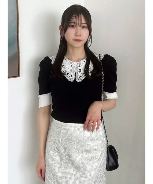 dazzlin（ダズリン）の「デコラカラータックトップス（ニット/セーター・レディース・ブラック/オフホワイト/その他1・FREE）」の6枚目の写真