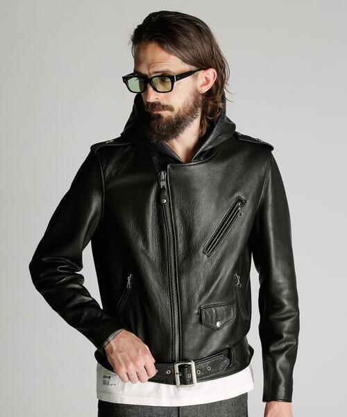 Schott（ショット）の「Schott/ショット/503HDT HOODED ONESTAR/フード ワンスターライダース（ライダースジャケット・メンズ・ブラック・36/42/38/40/44）」の4枚目の写真
