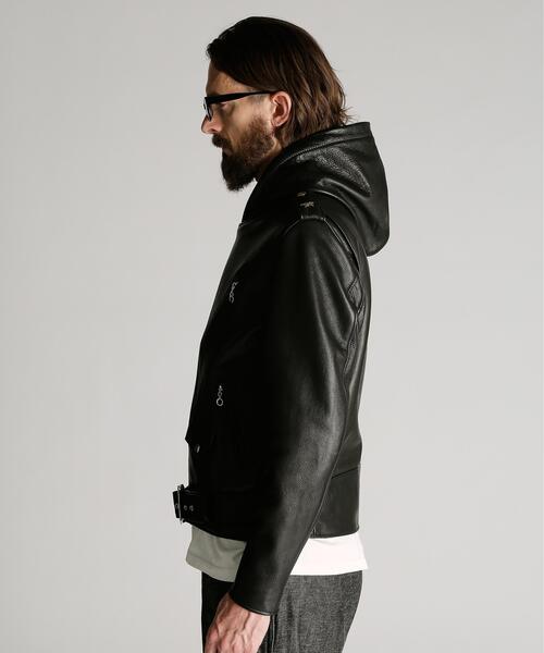 Schott（ショット）の「Schott/ショット/503HDT HOODED ONESTAR/フード ワンスターライダース（ライダースジャケット・メンズ・ブラック・36/42/38/40/44）」の6枚目の写真