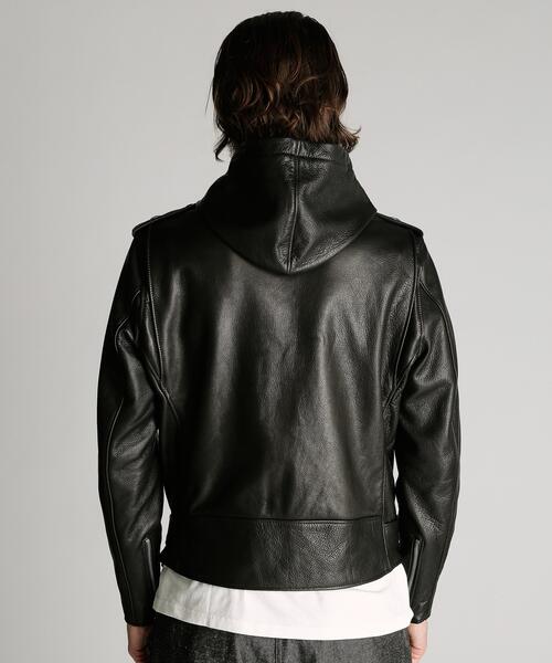 Schott（ショット）の「Schott/ショット/503HDT HOODED ONESTAR/フード ワンスターライダース（ライダースジャケット・メンズ・ブラック・36/42/38/40/44）」の7枚目の写真
