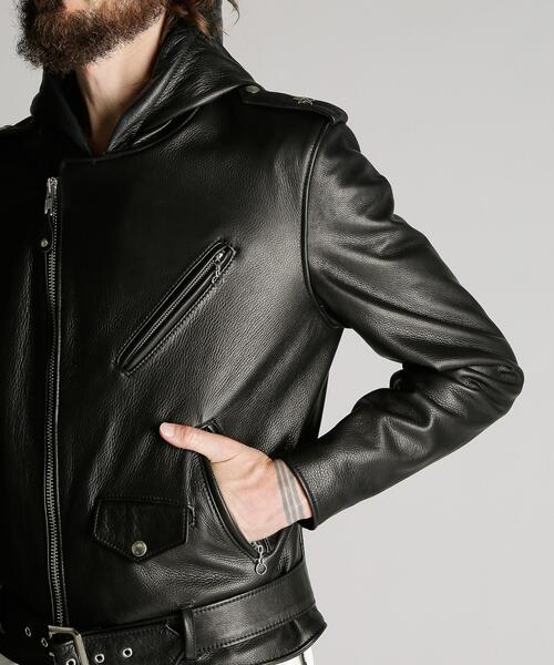 Schott（ショット）の「Schott/ショット/503HDT HOODED ONESTAR/フード ワンスターライダース（ライダースジャケット・メンズ・ブラック・36/42/38/40/44）」の9枚目の写真