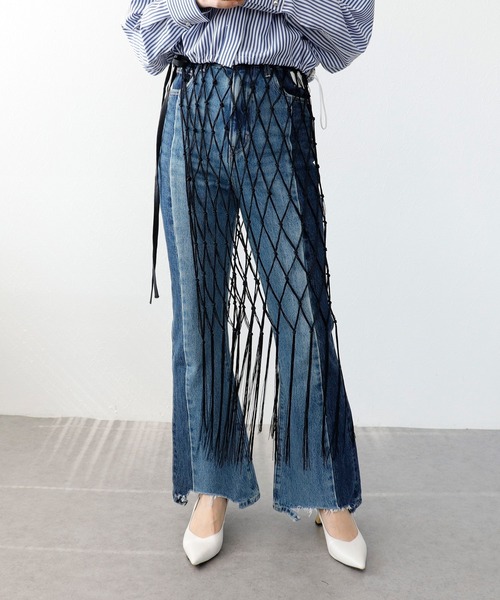 Three Four Time（ｽﾘｰﾌｫｰﾀｲﾑ）の「マクラメレイヤードスカート（スカート・レディース・オフホワイト/ブラック・FREE）」の9枚目の写真