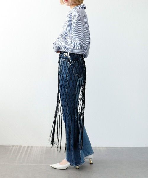 Three Four Time（ｽﾘｰﾌｫｰﾀｲﾑ）の「マクラメレイヤードスカート（スカート・レディース・オフホワイト/ブラック・FREE）」の7枚目の写真