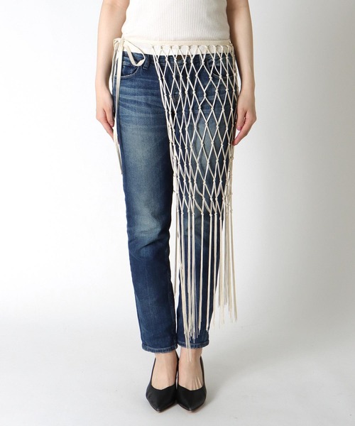 Three Four Time（ｽﾘｰﾌｫｰﾀｲﾑ）の「マクラメレイヤードスカート（スカート・レディース・オフホワイト/ブラック・FREE）」の6枚目の写真