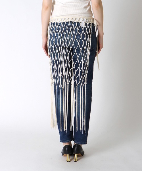 Three Four Time（ｽﾘｰﾌｫｰﾀｲﾑ）の「マクラメレイヤードスカート（スカート・レディース・オフホワイト/ブラック・FREE）」の4枚目の写真