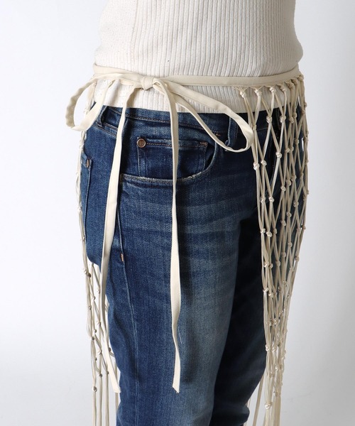 Three Four Time（ｽﾘｰﾌｫｰﾀｲﾑ）の「マクラメレイヤードスカート（スカート・レディース・オフホワイト/ブラック・FREE）」の3枚目の写真