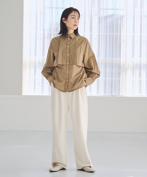 RONEL(ロネル)の「ストライプティアードブラウス(シャツ/ブラウス・レディース・モカ/ライトブルー・S/M/L)」の6枚目の写真