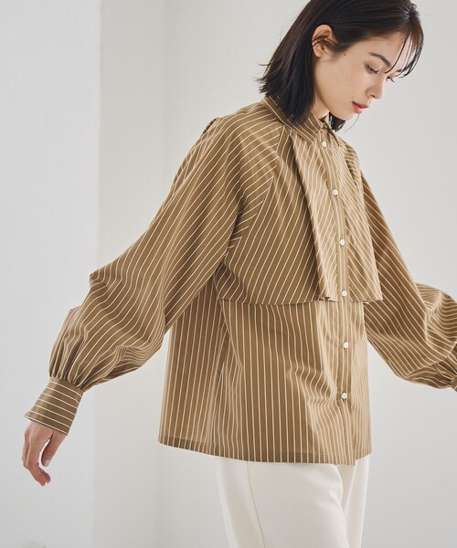 RONEL(ロネル)の「ストライプティアードブラウス(シャツ/ブラウス・レディース・モカ/ライトブルー・S/M/L)」の7枚目の写真