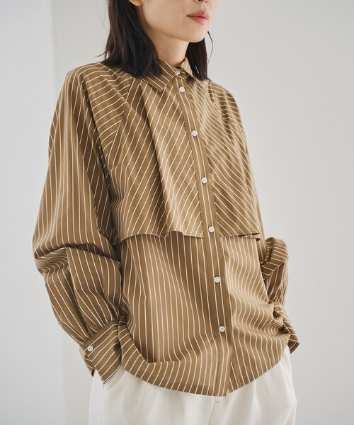 RONEL(ロネル)の「ストライプティアードブラウス(シャツ/ブラウス・レディース・モカ/ライトブルー・S/M/L)」の8枚目の写真