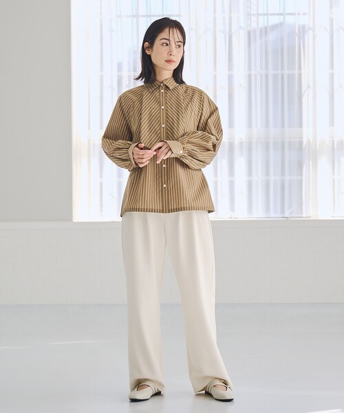 RONEL(ロネル)の「ストライプティアードブラウス(シャツ/ブラウス・レディース・モカ/ライトブルー・S/M/L)」の9枚目の写真