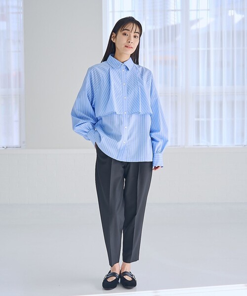 RONEL(ロネル)の「ストライプティアードブラウス(シャツ/ブラウス・レディース・モカ/ライトブルー・S/M/L)」の10枚目の写真