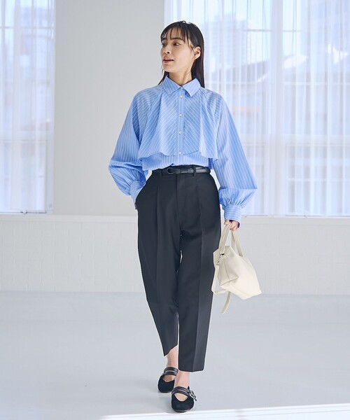 RONEL(ロネル)の「ストライプティアードブラウス(シャツ/ブラウス・レディース・モカ/ライトブルー・S/M/L)」の11枚目の写真