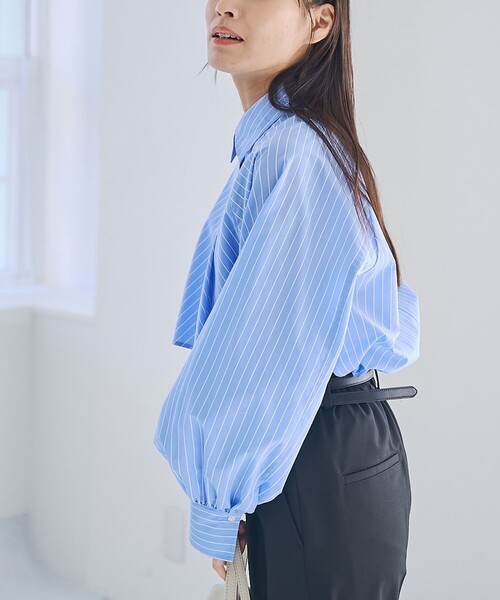 RONEL(ロネル)の「ストライプティアードブラウス(シャツ/ブラウス・レディース・モカ/ライトブルー・S/M/L)」の12枚目の写真