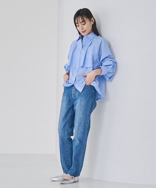 RONEL(ロネル)の「ストライプティアードブラウス(シャツ/ブラウス・レディース・モカ/ライトブルー・S/M/L)」の14枚目の写真