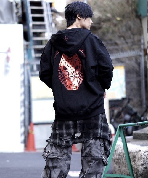 セール】『REFLEM/レフレム』ホログラムプリントZIPパーカー/ジップ