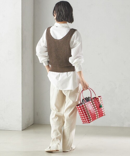 SHIPS(シップス)の「【SHIPS別注】UHURU:巾着付き バスケット バッグ S(トートバッグ・レディース・レッド/ブルー・ONE SIZE)」の6枚目の写真