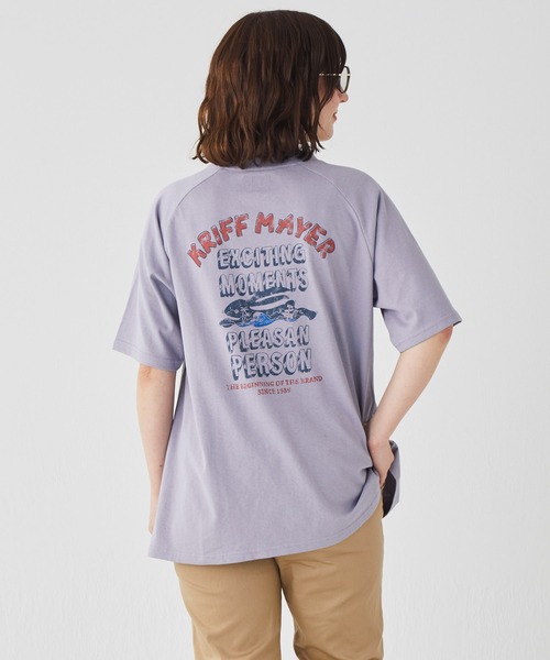 KRIFF MAYER Lady's Collection（クリフメイヤーレディースコレクション）の「【汗染み防止･撥水防汚･速乾･接触冷感】ウェットプロテクトゆるT(ラビット)（Tシャツ/カットソー・レディース・カラフル/チャコール/ライトグリーン/オレンジ/オフホワイト/グレー/パープル・MEDIUM/LARGE）」の5枚目の写真