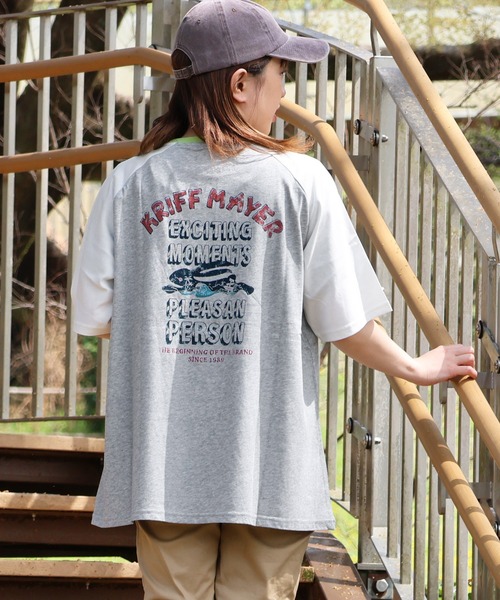 KRIFF MAYER Lady's Collection（クリフメイヤーレディースコレクション）の「【汗染み防止･撥水防汚･速乾･接触冷感】ウェットプロテクトゆるT(ラビット)（Tシャツ/カットソー・レディース・カラフル/チャコール/ライトグリーン/オレンジ/オフホワイト/グレー/パープル・MEDIUM/LARGE）」の7枚目の写真