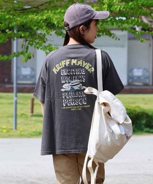 KRIFF MAYER Lady's Collection（クリフメイヤーレディースコレクション）の「【汗染み防止･撥水防汚･速乾･接触冷感】ウェットプロテクトゆるT(ラビット)（Tシャツ/カットソー・レディース・カラフル/チャコール/ライトグリーン/オレンジ/オフホワイト/グレー/パープル・MEDIUM/LARGE）」の3枚目の写真