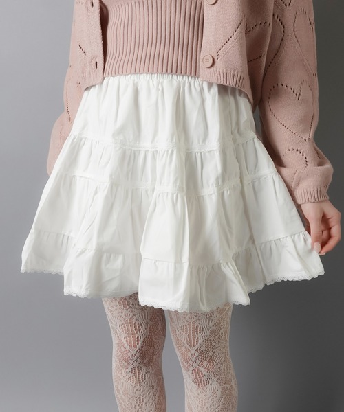 台形　ホワイト　Sサイズ　スカート　ラインアップ セール】台形ミニスカート/レース/スカパン/インナーパンツ付き