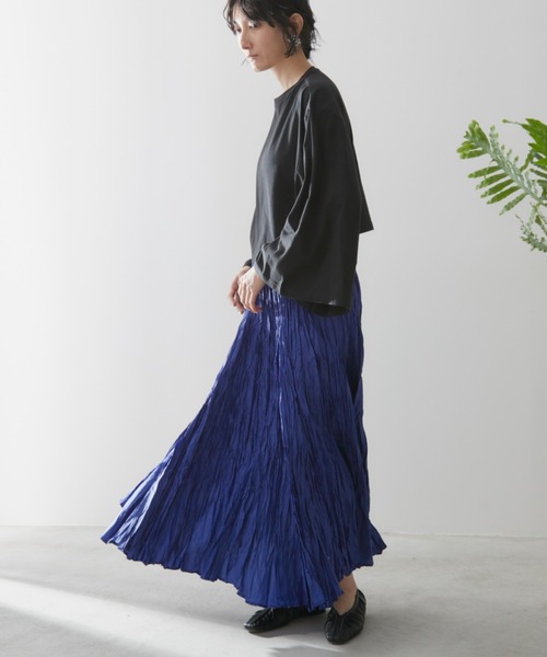 Libra Cue（リブラ キュー）の「クリンクルボリュームロングスカート（スカート・レディース・ベージュ/ブルー/グレー/ブラック/アイボリー・FREE）」の22枚目の写真