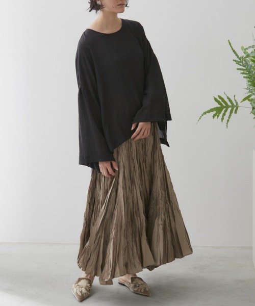 Libra Cue（リブラ キュー）の「クリンクルボリュームロングスカート（スカート・レディース・ベージュ/ブルー/グレー/ブラック/アイボリー・FREE）」の20枚目の写真