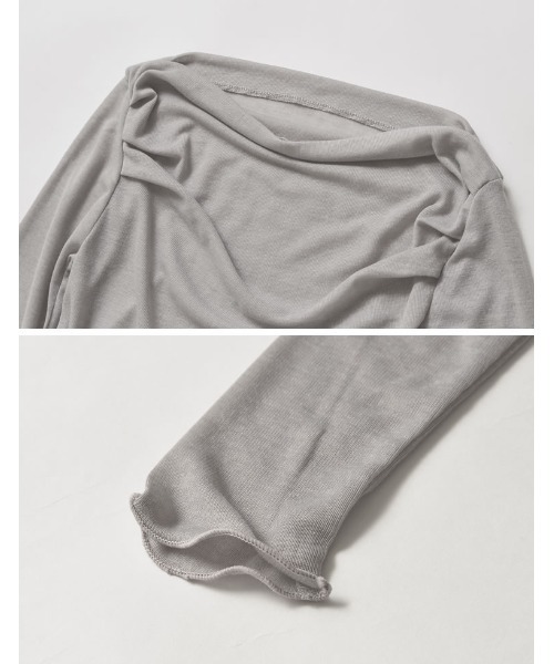 Re:EDIT(リエディ)の「シアーリブドレープオフショルダートップス(Tシャツ/カットソー・レディース・グレー/ブラック/ホワイト・FREE)」の19枚目の写真
