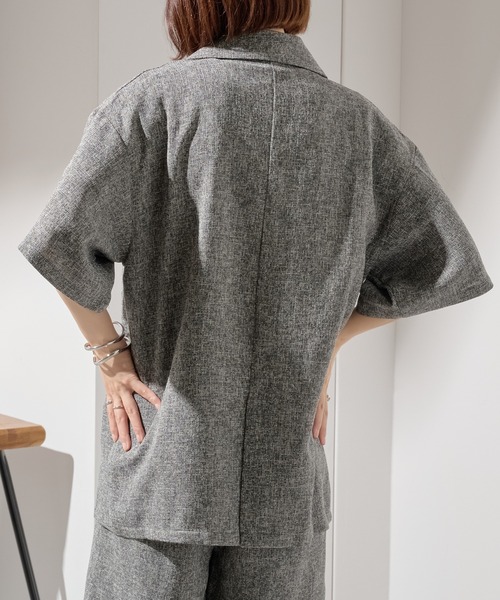 MAISON BREEZE（メゾンブリーズ）の「【MAISON BREEZE】サマーツイードダブルハーフスリーブテーラードジャケット DTK（テーラードジャケット・レディース・ブラウン/ブラック/グレー・FREE）」の12枚目の写真