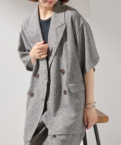 MAISON BREEZE（メゾンブリーズ）の「【MAISON BREEZE】サマーツイードダブルハーフスリーブテーラードジャケット DTK（テーラードジャケット・レディース・ブラウン/ブラック/グレー・FREE）」の9枚目の写真