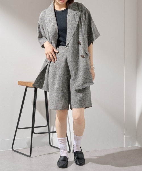 MAISON BREEZE（メゾンブリーズ）の「【MAISON BREEZE】サマーツイードダブルハーフスリーブテーラードジャケット DTK（テーラードジャケット・レディース・ブラウン/ブラック/グレー・FREE）」の13枚目の写真