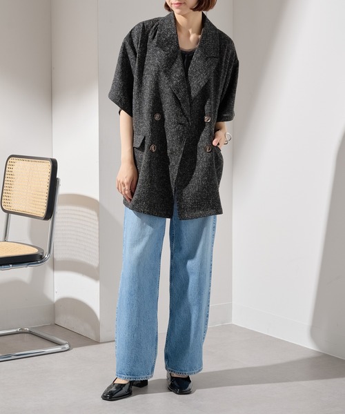 MAISON BREEZE（メゾンブリーズ）の「【MAISON BREEZE】サマーツイードダブルハーフスリーブテーラードジャケット DTK（テーラードジャケット・レディース・ブラウン/ブラック/グレー・FREE）」の19枚目の写真