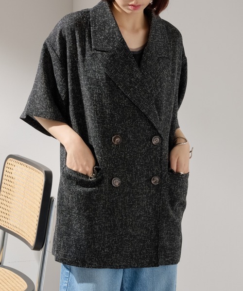 MAISON BREEZE（メゾンブリーズ）の「【MAISON BREEZE】サマーツイードダブルハーフスリーブテーラードジャケット DTK（テーラードジャケット・レディース・ブラウン/ブラック/グレー・FREE）」の17枚目の写真