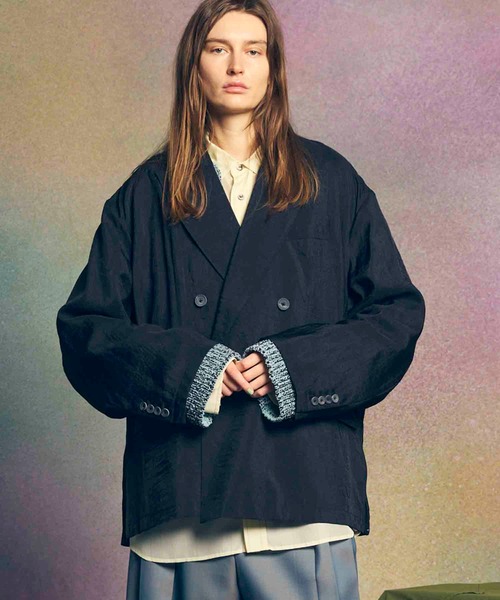 MAISON SPECIAL(メゾンスペシャル)の「《UNISEX》【LIMITED EDITION】Prime-Over Peaked Lapel Double Tailored Jacket/プライムオーバーピークトラペルダブルテーラードジャケット【MAISON SPECIAL/メゾンスペシャル】(テーラードジャケット・メンズ・グレー/ブラック/その他3/チャコールグレー/ライトグレー/ラベンダー/ダークブラック/その他2/その他1/その他4/アイボリー・2/1)」の4枚目の写真