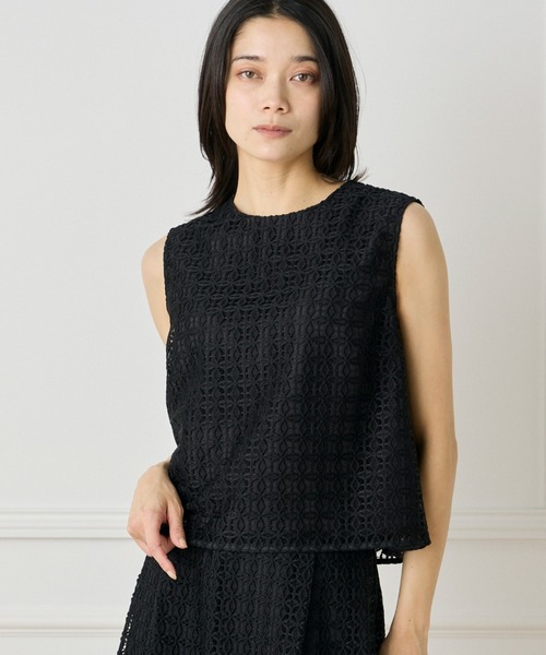 INED（イネド）の「レースブラウス【セットアップ対応】（シャツ/ブラウス・レディース・オフホワイト/ブラック・9号/11号）」の2枚目の写真