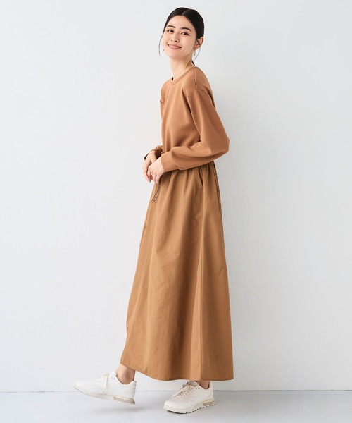 CROSS FUNCTION(クロスファンクション)の「《シワになりにくい》エブ楽なめらかダンボールドッキングワンピース【CF/クロスファンクション】(ワンピース・レディース・ブラウン/ブラック・L/M/LL)」の17枚目の写真