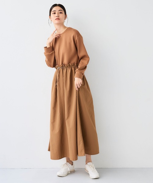 CROSS FUNCTION(クロスファンクション)の「《シワになりにくい》エブ楽なめらかダンボールドッキングワンピース【CF/クロスファンクション】(ワンピース・レディース・ブラウン/ブラック・L/M/LL)」の14枚目の写真