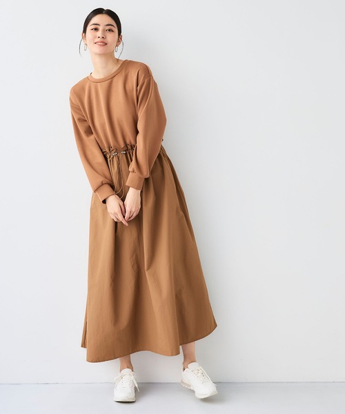 CROSS FUNCTION(クロスファンクション)の「《シワになりにくい》エブ楽なめらかダンボールドッキングワンピース【CF/クロスファンクション】(ワンピース・レディース・ブラウン/ブラック・L/M/LL)」の15枚目の写真