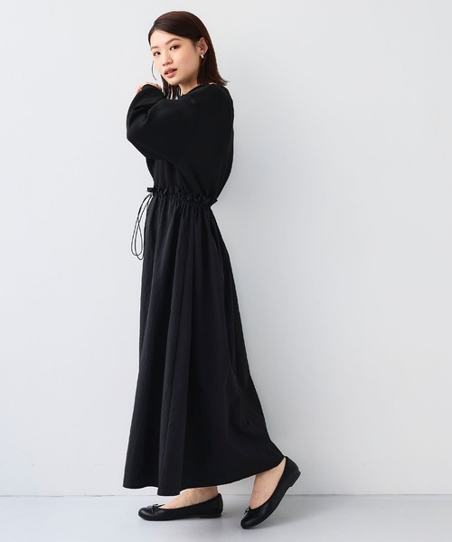 CROSS FUNCTION(クロスファンクション)の「《シワになりにくい》エブ楽なめらかダンボールドッキングワンピース【CF/クロスファンクション】(ワンピース・レディース・ブラウン/ブラック・L/M/LL)」の5枚目の写真