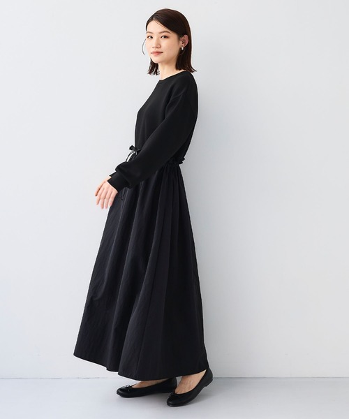 CROSS FUNCTION(クロスファンクション)の「《シワになりにくい》エブ楽なめらかダンボールドッキングワンピース【CF/クロスファンクション】(ワンピース・レディース・ブラウン/ブラック・L/M/LL)」の6枚目の写真