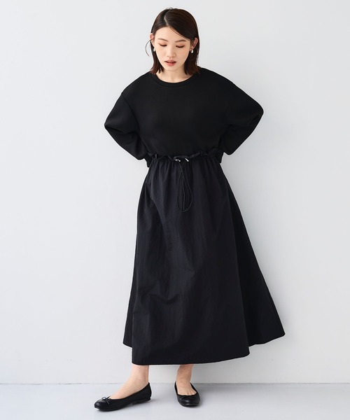 CROSS FUNCTION(クロスファンクション)の「《シワになりにくい》エブ楽なめらかダンボールドッキングワンピース【CF/クロスファンクション】(ワンピース・レディース・ブラウン/ブラック・L/M/LL)」の3枚目の写真
