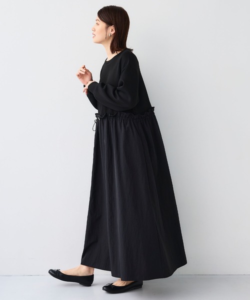 CROSS FUNCTION(クロスファンクション)の「《シワになりにくい》エブ楽なめらかダンボールドッキングワンピース【CF/クロスファンクション】(ワンピース・レディース・ブラウン/ブラック・L/M/LL)」の11枚目の写真