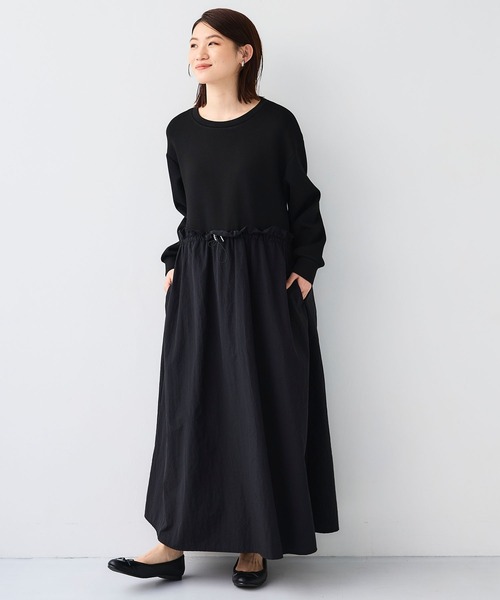 CROSS FUNCTION(クロスファンクション)の「《シワになりにくい》エブ楽なめらかダンボールドッキングワンピース【CF/クロスファンクション】(ワンピース・レディース・ブラウン/ブラック・L/M/LL)」の8枚目の写真