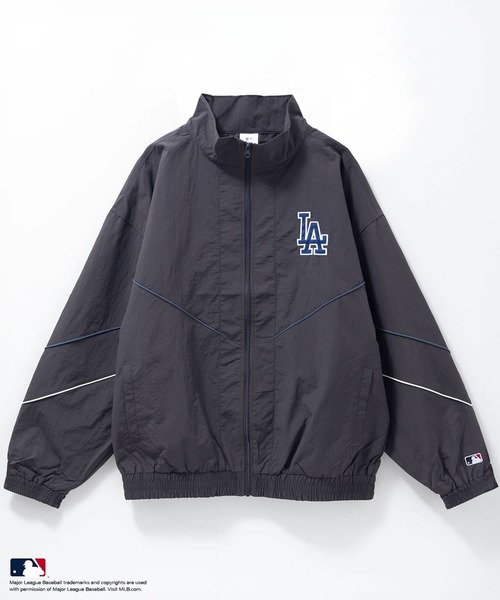 【未使用品・М】MLBドジャース●ナイロン・ジャケット●紺 Fanatics（ファナティクス） MLB STANDARDLOGO PU MELTON JKT