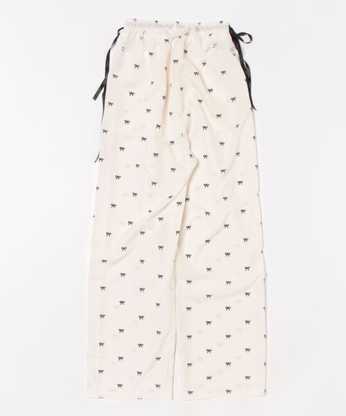 WESTSEA（ウエストシー）の「リボン柄 レースフリル付 ワイドパンツ（その他パンツ・レディース・ブラック/アイボリー・M/L）」の11枚目の写真