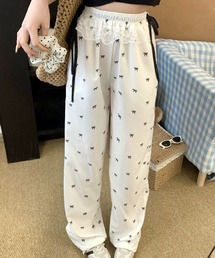 WESTSEA | リボン柄 レースフリル付 ワイドパンツ(その他パンツ)