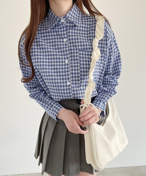 Nana(ナナ)の「チェックシャツ(シャツ/ブラウス・レディース・ブルー/ブラック・FREE)」の6枚目の写真