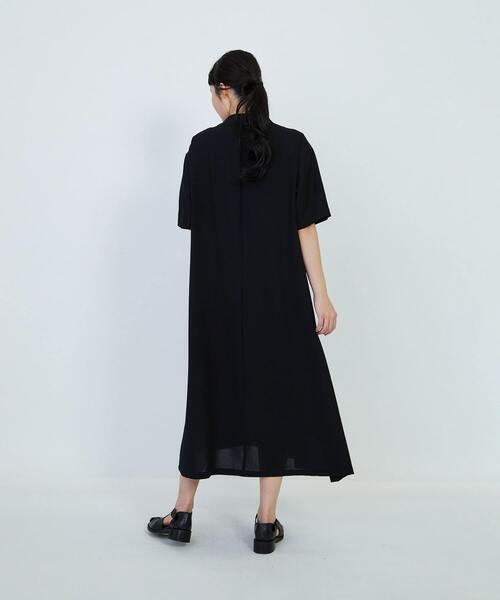 LOISIR ブラック 半袖 Aライン ワンピース LOISIR ブラック 半袖 Aライン ワンピース